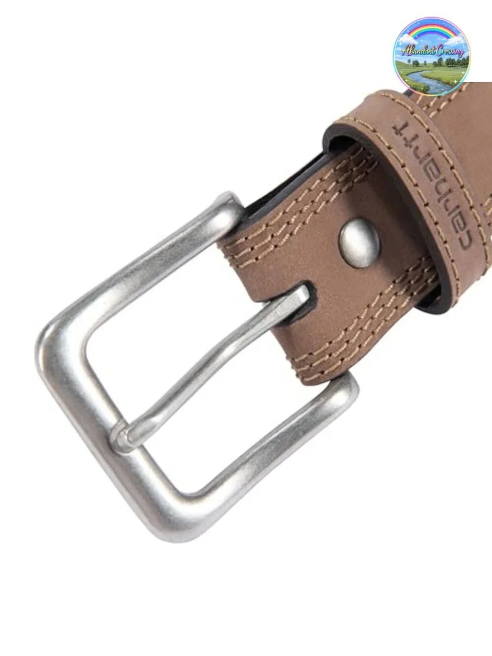 Men's Casual Top Grain Saddle Leather Triple Stitch Belt with Buckle